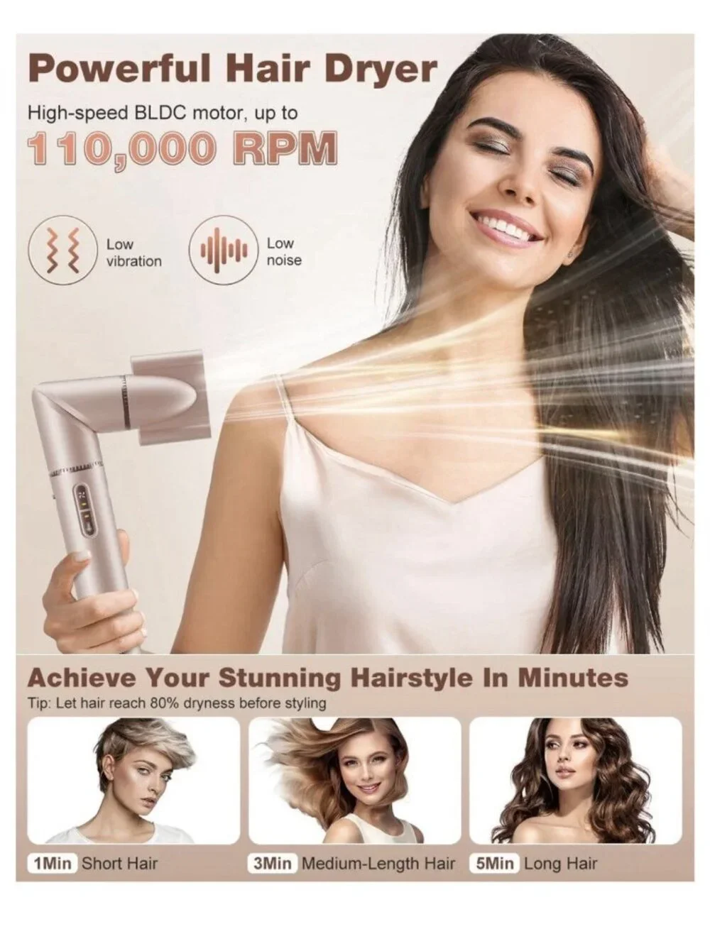 7 Magic 7 in 1 Hair Styler & Hair Dryer Brush 110,000 RPM High Speed Blow Dryer